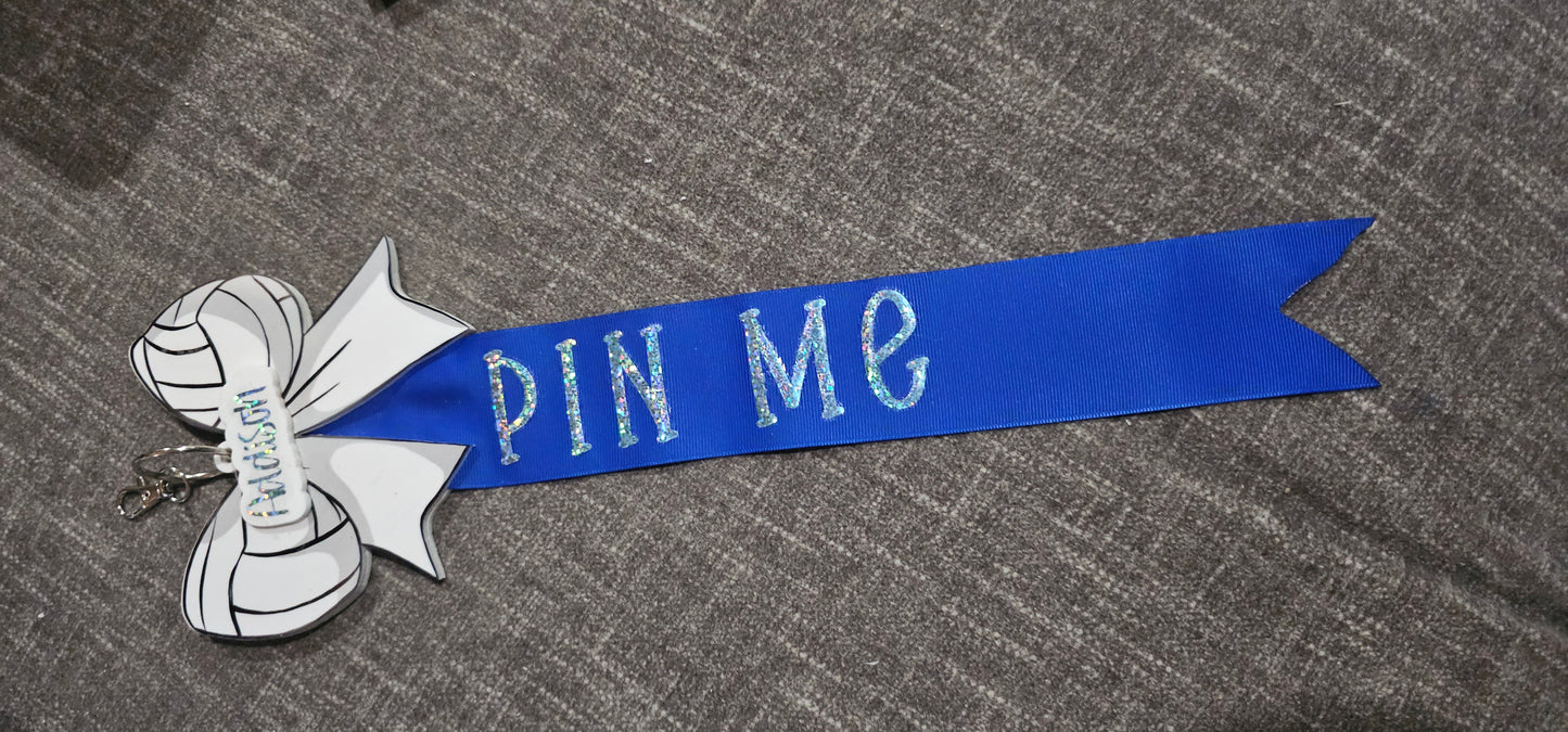 Pin Me Volleyball Clothespin Clip Holder bag tag