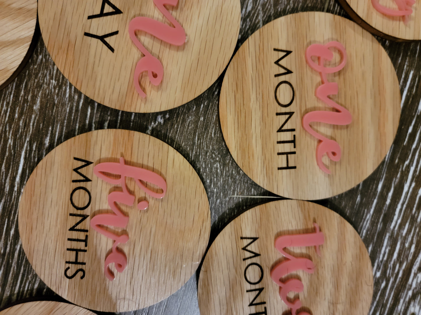 Wood and Acrylic Round Wood Baby Milestone Cards Unisex