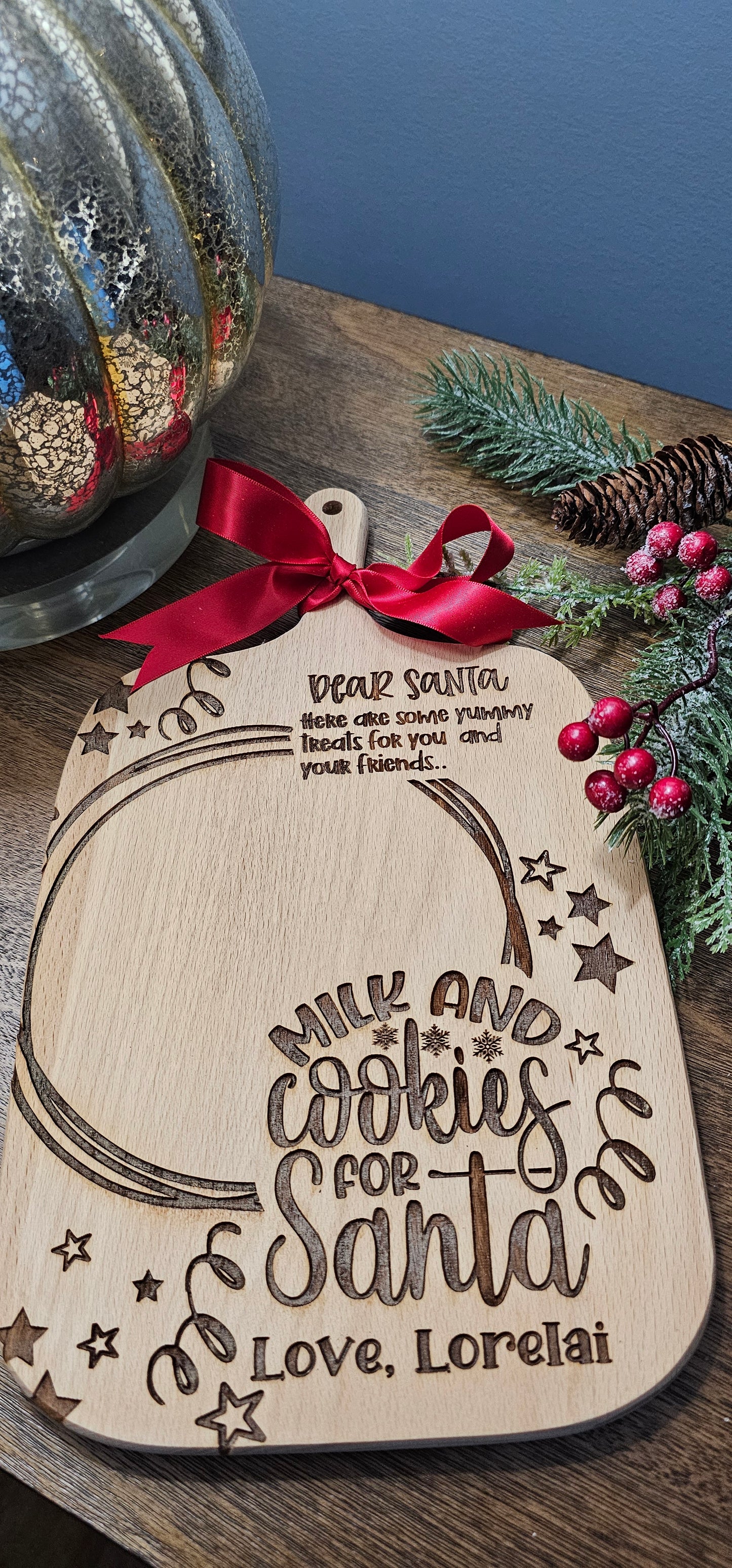 Personalized Santa Cookie Board for Christmas Eve, Plate/ Tray , Santa Treat Tray, Santa Christmas Eve Board, Cookies For Santa, Christmas Eve Cookie Tray, Personalized Santa Snack Tray