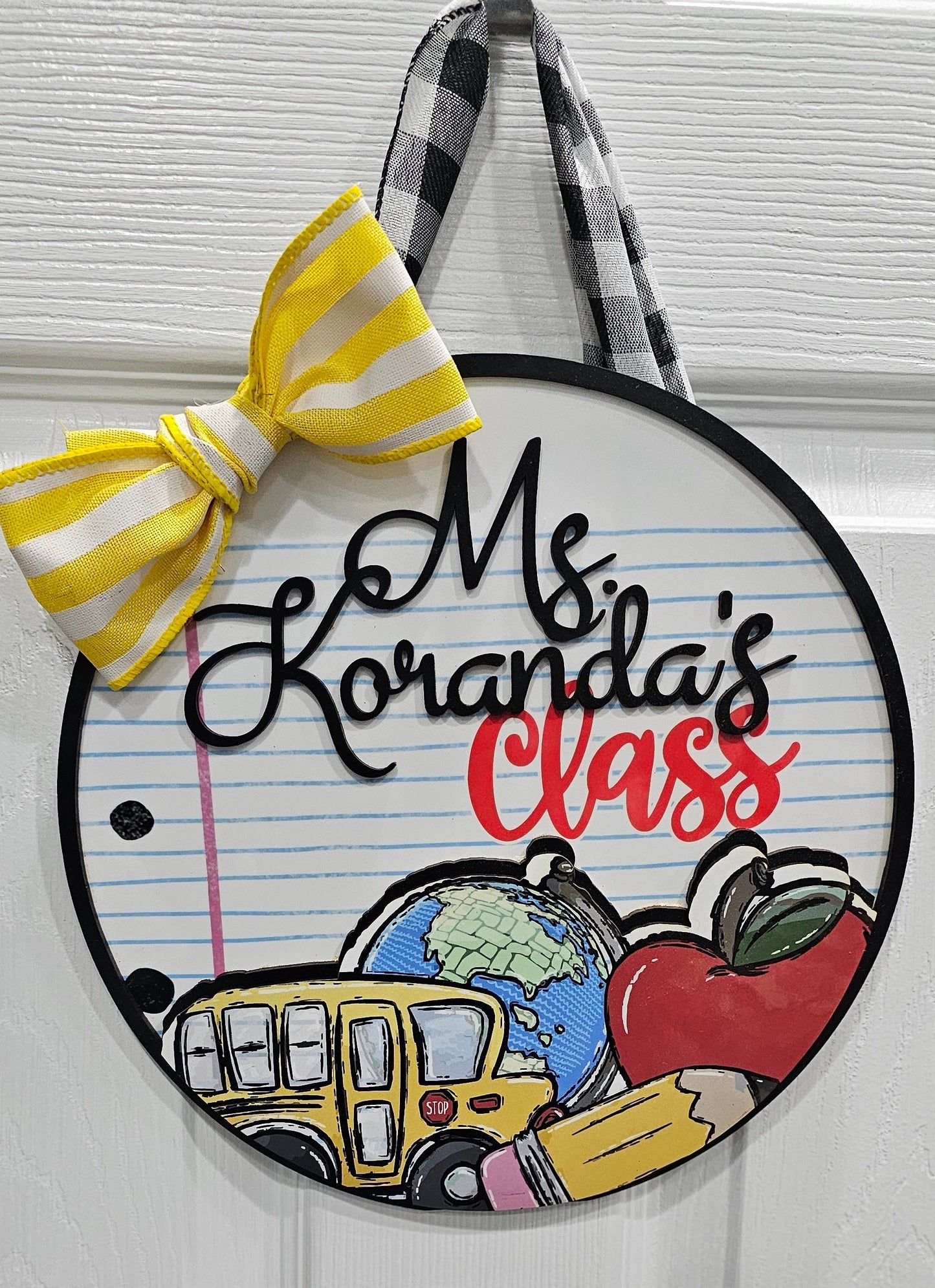 Personalized Teacher Round Door Hanger, School, Classroom, Door Hanger, Sign, Welcome, Class, Decoration, Welcome Classroom, Classroom Name Plaque, Welcome Sign, Personalized Round Sign, School Door Sign, Teacher Door Hanger, Teacher