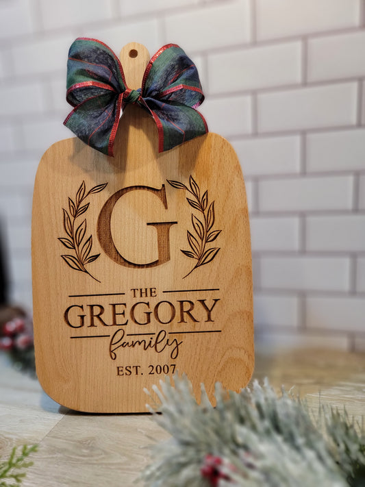 Personalized Family monogramed cutting board