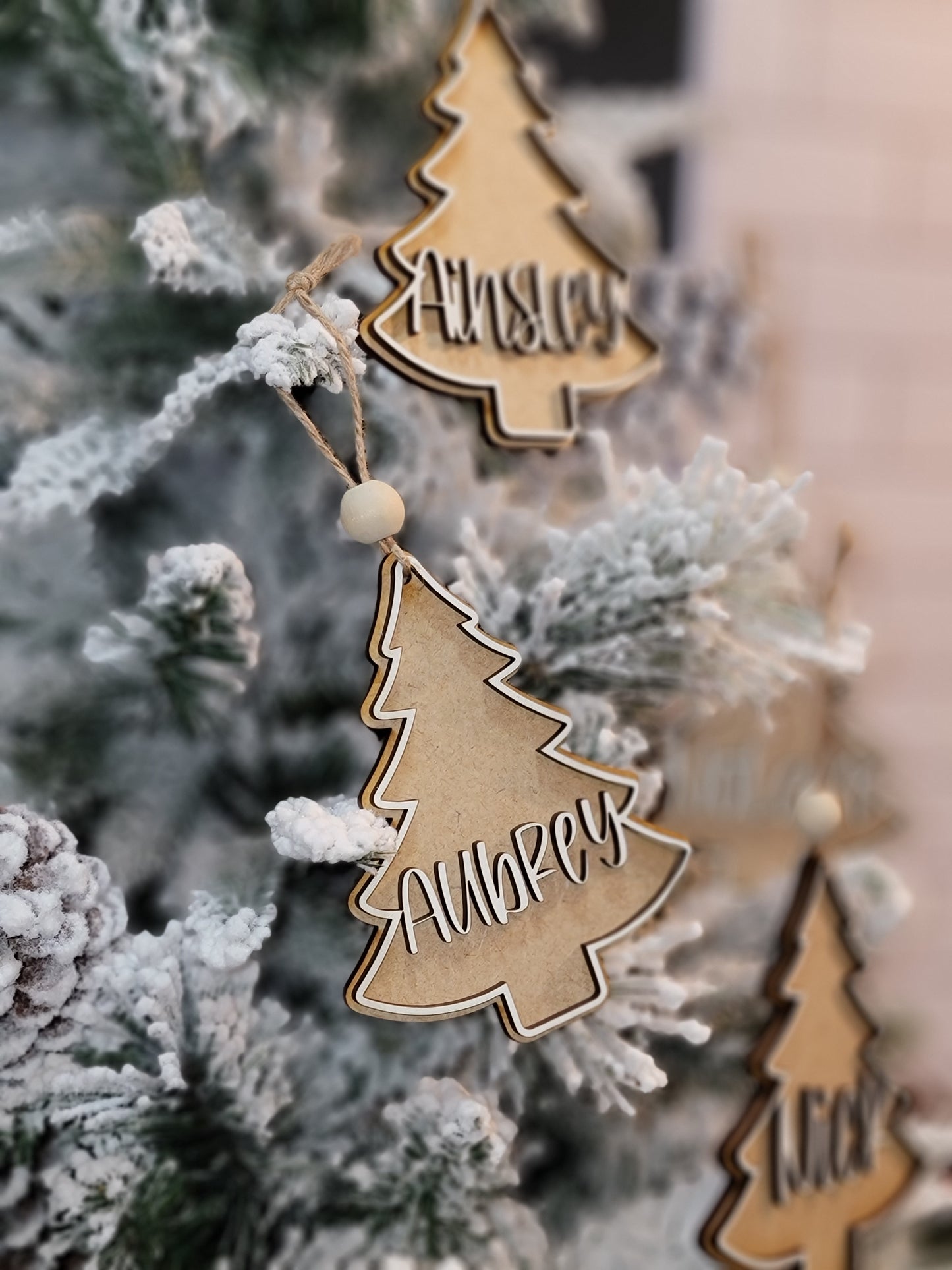 Christmas Tree Personalized 2 layer Name Ornament