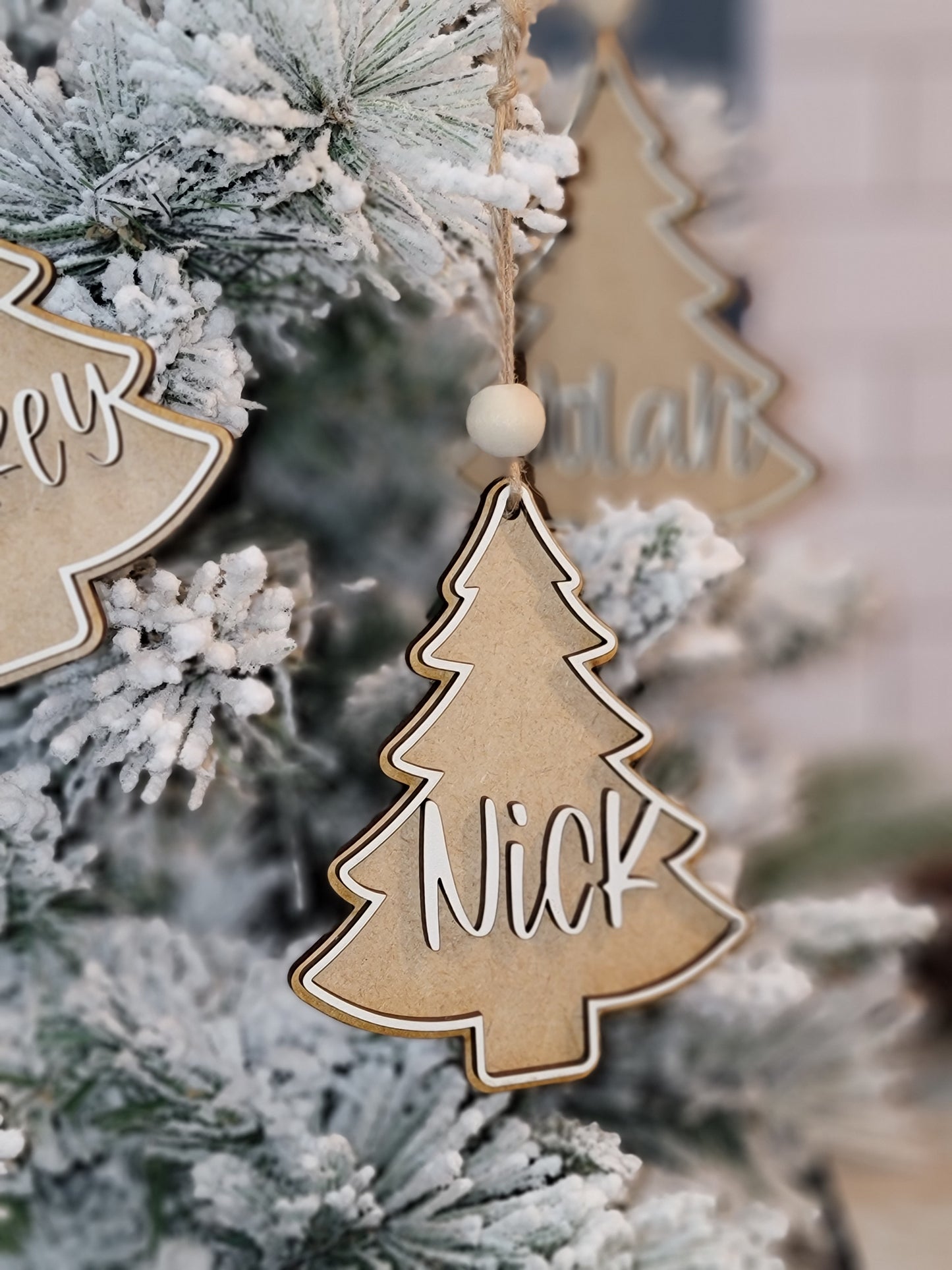 Christmas Tree Personalized 2 layer Name Ornament