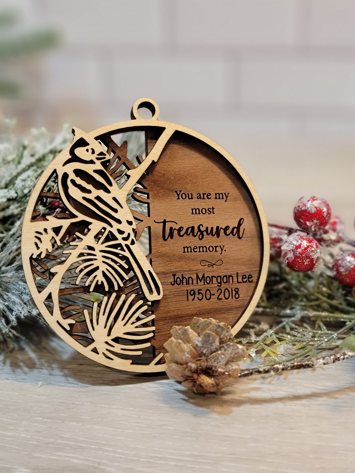 Memorial Personalized 2 layer Name Ornament