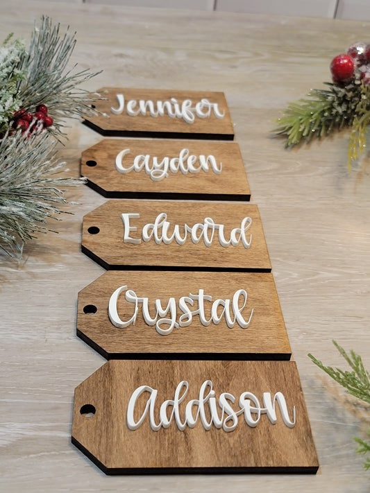 Personalized Wood & Acrylic Christmas Stocking tags.