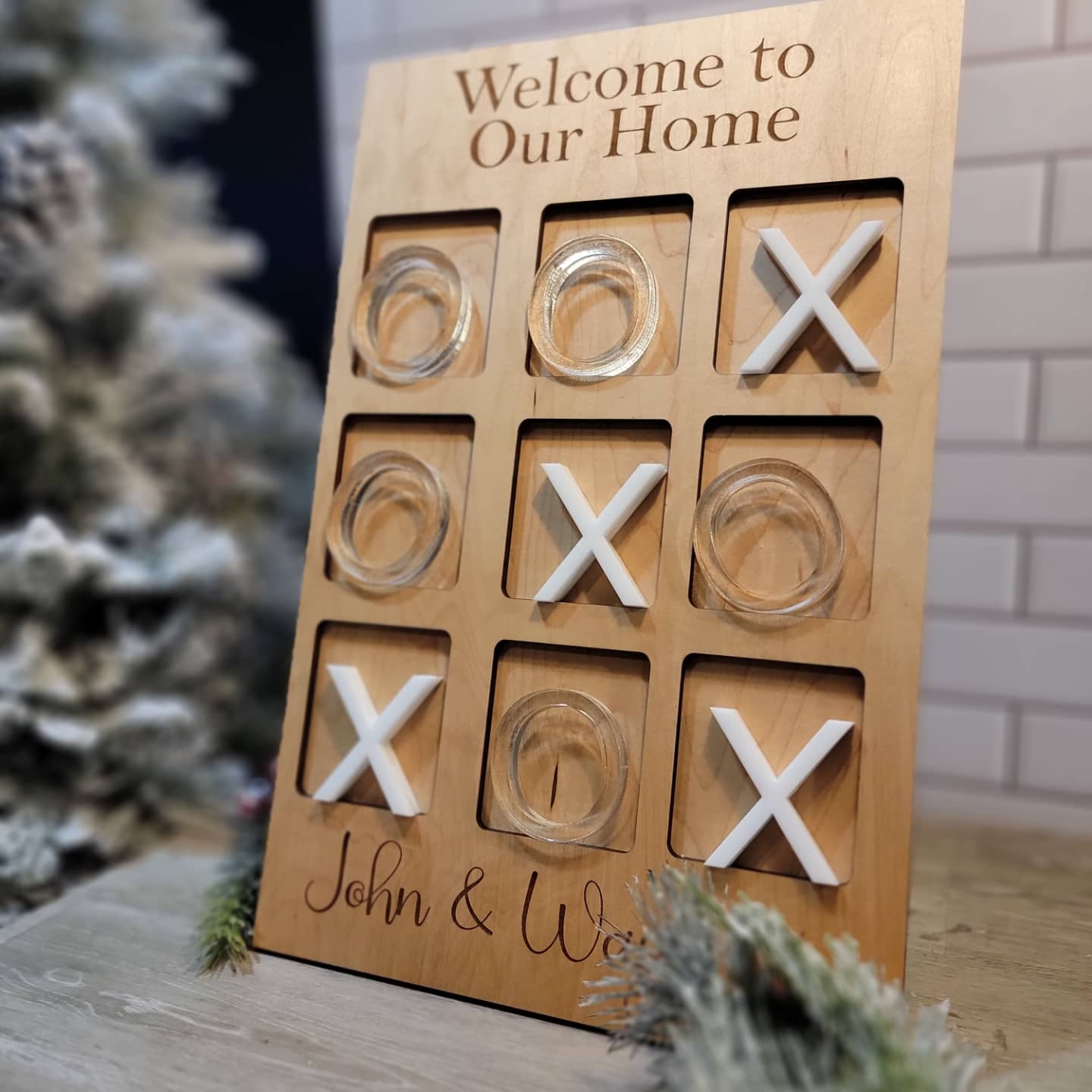Personalized Custom Wording Coffee Table Family Tic Tac Toe