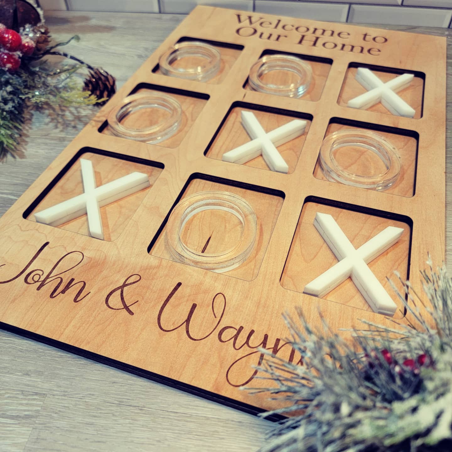 Personalized Custom Wording Coffee Table Family Tic Tac Toe