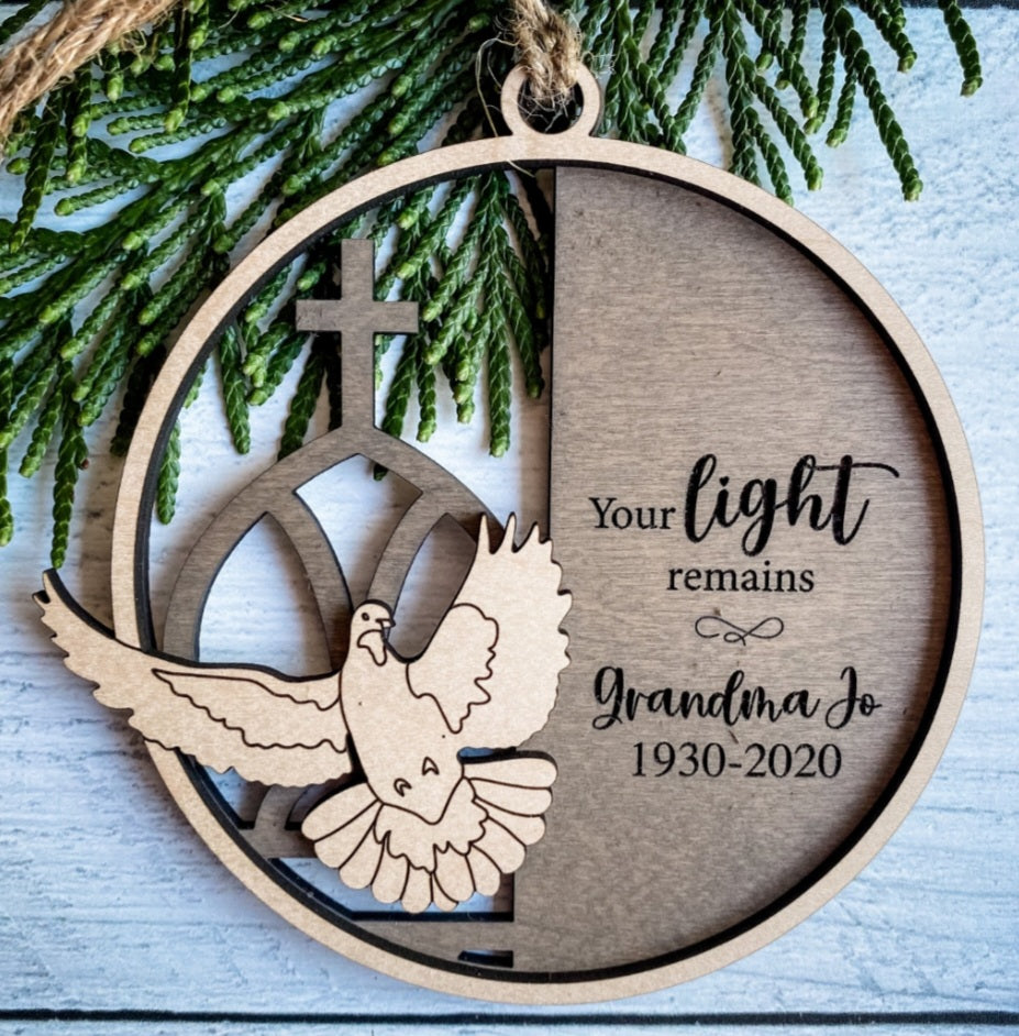 Memorial Personalized 2 layer Name Ornament